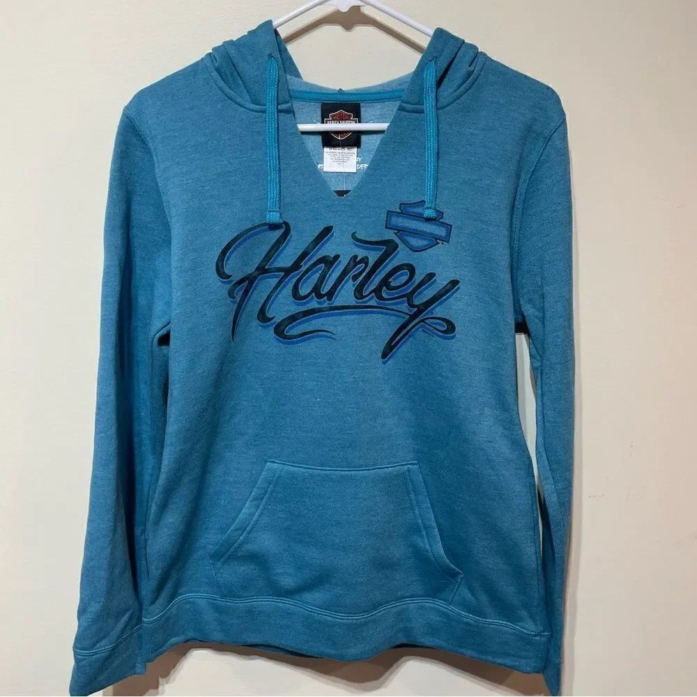 Harley Davidson Womans Sweatshirt Hoodie Turquoise Size Small NWT